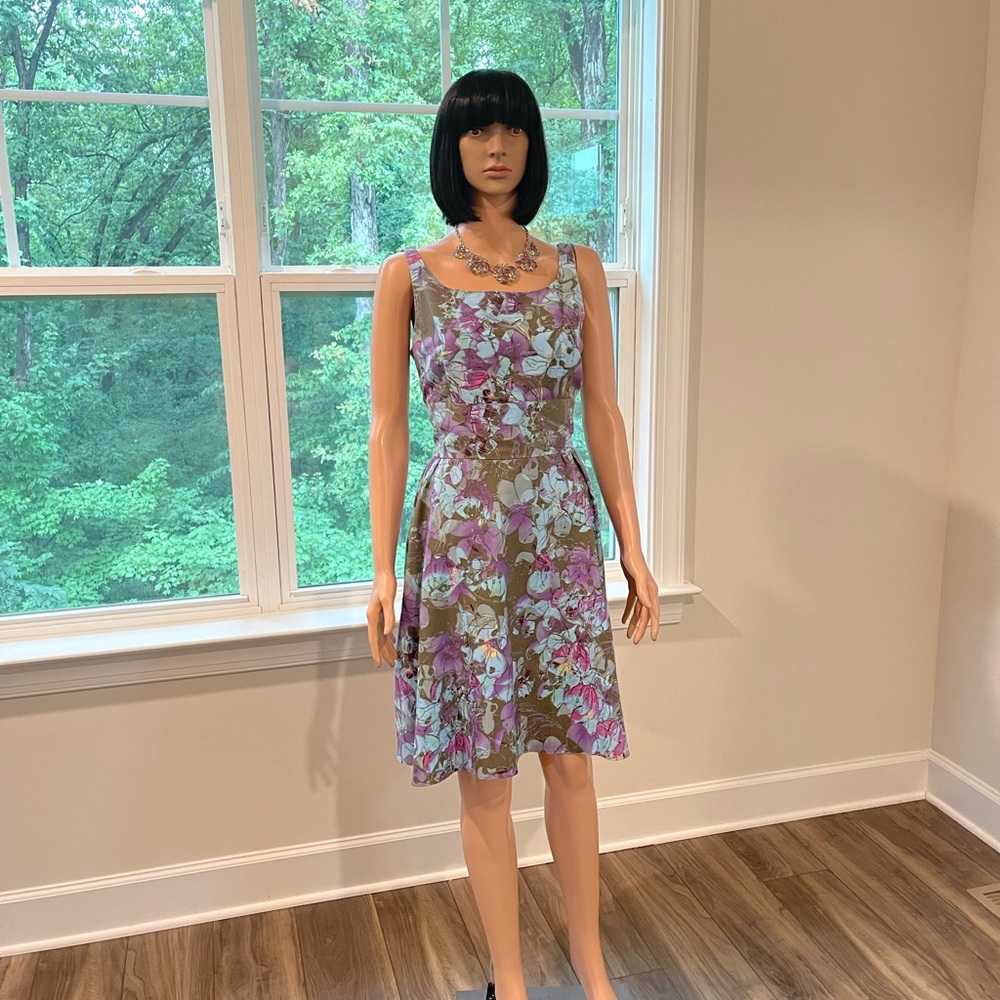 Taylor Purple and Pink Sleeveless Midi Sundress